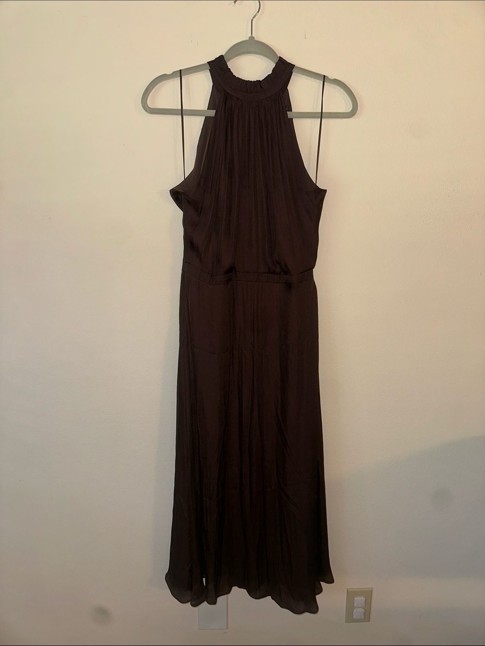 Banana Republic Brown Silk Like Halter Dress